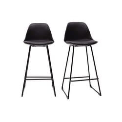 Miliboo - Tabourets de bar design noirs pieds métal 65 cm (lot de 2) FRANZ