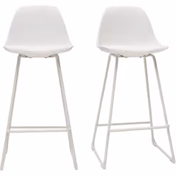 Tabourets de bar design blancs pieds métal 65 cm (lot de 2) FRANZ