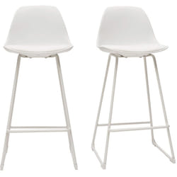 Tabourets de bar design blancs pieds métal 65 cm (lot de 2) FRANZ