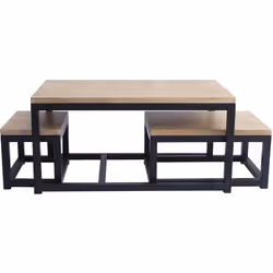 Tables basses gigognes bois manguier massif et métal noir (lot de 3) FACTORY