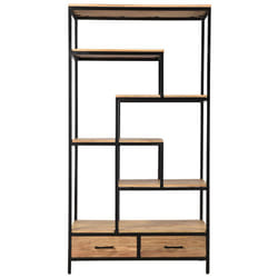 Bibliothèque industrielle en bois massif et métal noir L90 cm JASPE