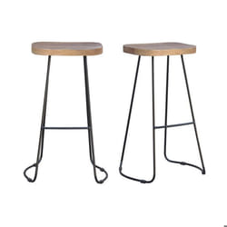Tabourets de bar manguier massif et métal 75 cm (lot de 2) RUNKO