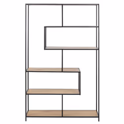 Bibliothèque ouverte finition bois clair et métal noir L114 cm TRESCA
