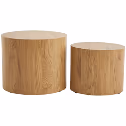 Tables basses gigognes ovales scandinaves bois clair finition chêne (lot de 2) WOODY