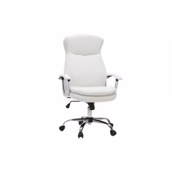 Fauteuil de bureau à roulettes design blanc et acier chromé WALL STREET