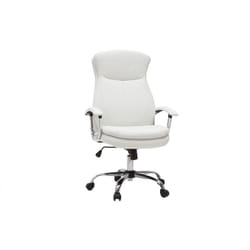 Fauteuil de bureau à roulettes design blanc et acier chromé WALL STREET