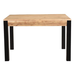 Miliboo - Table extensible rallonges intégrées rectangulaire en bois massif et métal noir L120-210 cm TRAP