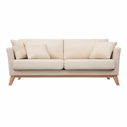 Canapé scandinave déhoussable 3 places en tissu beige et bois clair OSLO