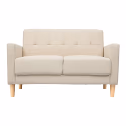 Canapé scandinave 2 places en tissu beige et bois clair MOON