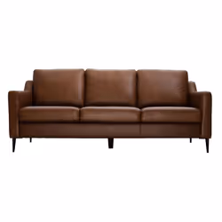 Canapé vintage 3 places cuir marron et bois noir OXMO
