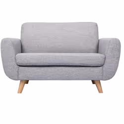 Canapé scandinave 2 places en tissu gris et bois clair PURE