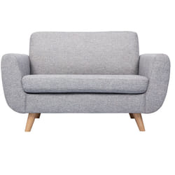 Canapé scandinave 2 places en tissu gris et bois clair PURE