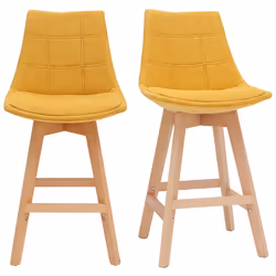 Tabourets de bar scandinaves tissu effet velours jaune moutarde 65 cm (lot de 2) MATILDE