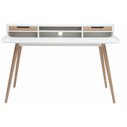 Bureau avec rangements scandinave blanc et bois clair L140 cm OPUS