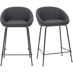 Tabourets de bar design tissu gris foncé 65 cm (lot de 2) SHERU