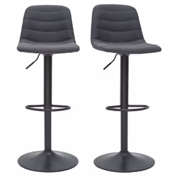 Tabourets de bar réglables tissu et métal gris foncé (lot de 2) SAURY