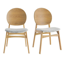 Chaises scandinaves en bois clair et tissu gris clair (lot de 2) ELTON