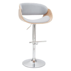 Tabouret de bar design réglable en tissu gris clair et bois clair bent