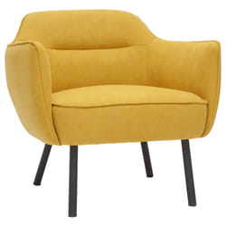 Fauteuil design en tissu effet velours jaune moutarde et métal noir LAURENS