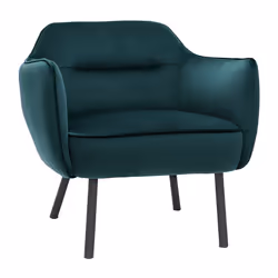 Fauteuil design en tissu velours bleu pétrole et métal noir LAURENS