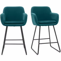 Tabourets de bar en velours bleu pétrole H65 cm (lot de 2) AMIKA