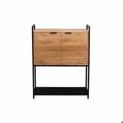 Miliboo - Buffet haut en bois massif et métal noir 2 portes L85 cm ARTHUS