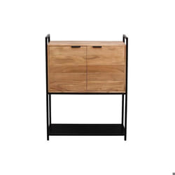 Miliboo - Buffet haut en bois massif et métal noir 2 portes L85 cm ARTHUS