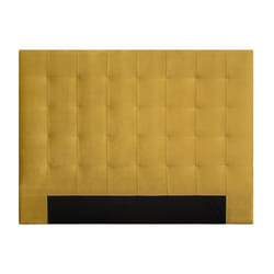 Tête de lit capitonnée en tissu velours jaune moutarde L160 cm HALCIONA