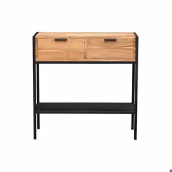 Miliboo - Console avec rangements 2 tiroirs en bois massif et métal noir L80 cm ARTHUS