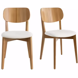 Chaises vintage en bois clair chêne et blanc (lot de 2) LUCIA