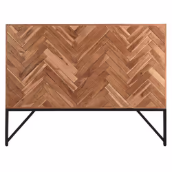 Tête de lit à motifs chevrons en bois massif et métal noir L165 cm STICK