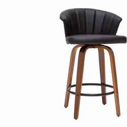 Tabouret de bar design pivotant noir et bois foncé H65cm ALBIN