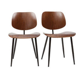 Chaises en bois foncé noyer et métal noir (lot de 2) tobias