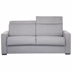 Canapé convertible avec têtières ajustables 3 places en tissu gris clair avec matelas 18 cm NORO