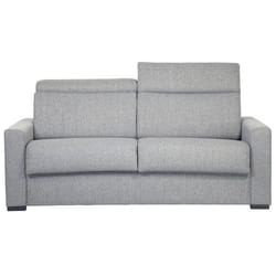 Canapé convertible avec têtières ajustables 3 places en tissu gris clair avec matelas 18 cm NORO