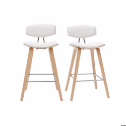Tabourets de bar design blanc et bois clair H69 cm (lot de 2) VASCO
