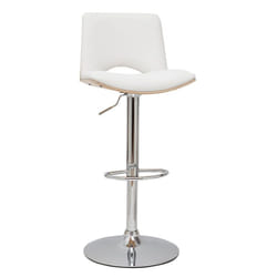 Tabouret de bar design réglable blanc et bois clair PANACH