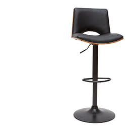 Tabouret de bar design réglable noir et bois foncé PANACH