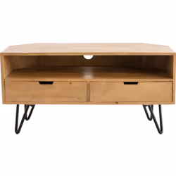 Meuble TV d'angle en bois manguier massif et métal noir L100 cm VIBES