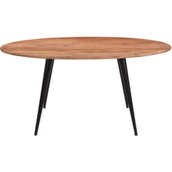 Table à manger ovale en bois massif et métal noir L160 cm obali