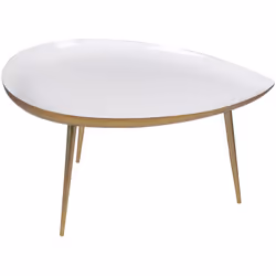 Table basse design en acier laqué blanc et doré L80 cm DROP