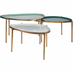 Tables basses gigognes laquées vert-cyan et vert (lot de 3) ZURIA
