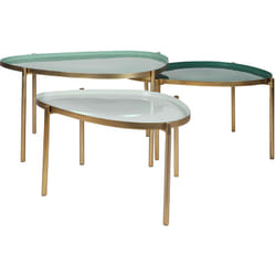 Tables basses gigognes laquées vert-cyan et vert (lot de 3) ZURIA