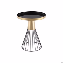 Table d'appoint ronde en acier laqué noir et doré D41 cm SPLEEN