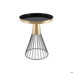 Table d'appoint ronde en acier laqué noir et doré D41 cm SPLEEN