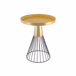 Table d'appoint ronde en acier laqué moutarde et doré D41 cm SPLEEN