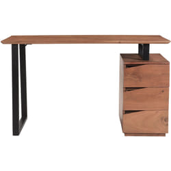 Bureau avec rangements 3 tiroirs industriel bois massif et métal noir L130 cm horace