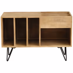 Buffet de rangement vinyles en bois manguier massif et métal L90 cm BOOGIE