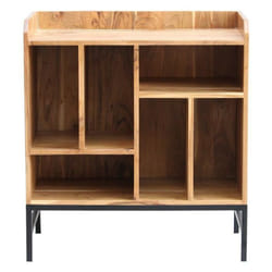 Buffet de rangement vinyles en bois massif et métal noir L76 cm BLUES