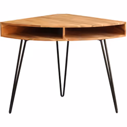 Pratique avec style, le bureau d'angle en acacia massif et métal noir GOSBY a tout pour plaire ! Les tons chaleureux emblémat ...